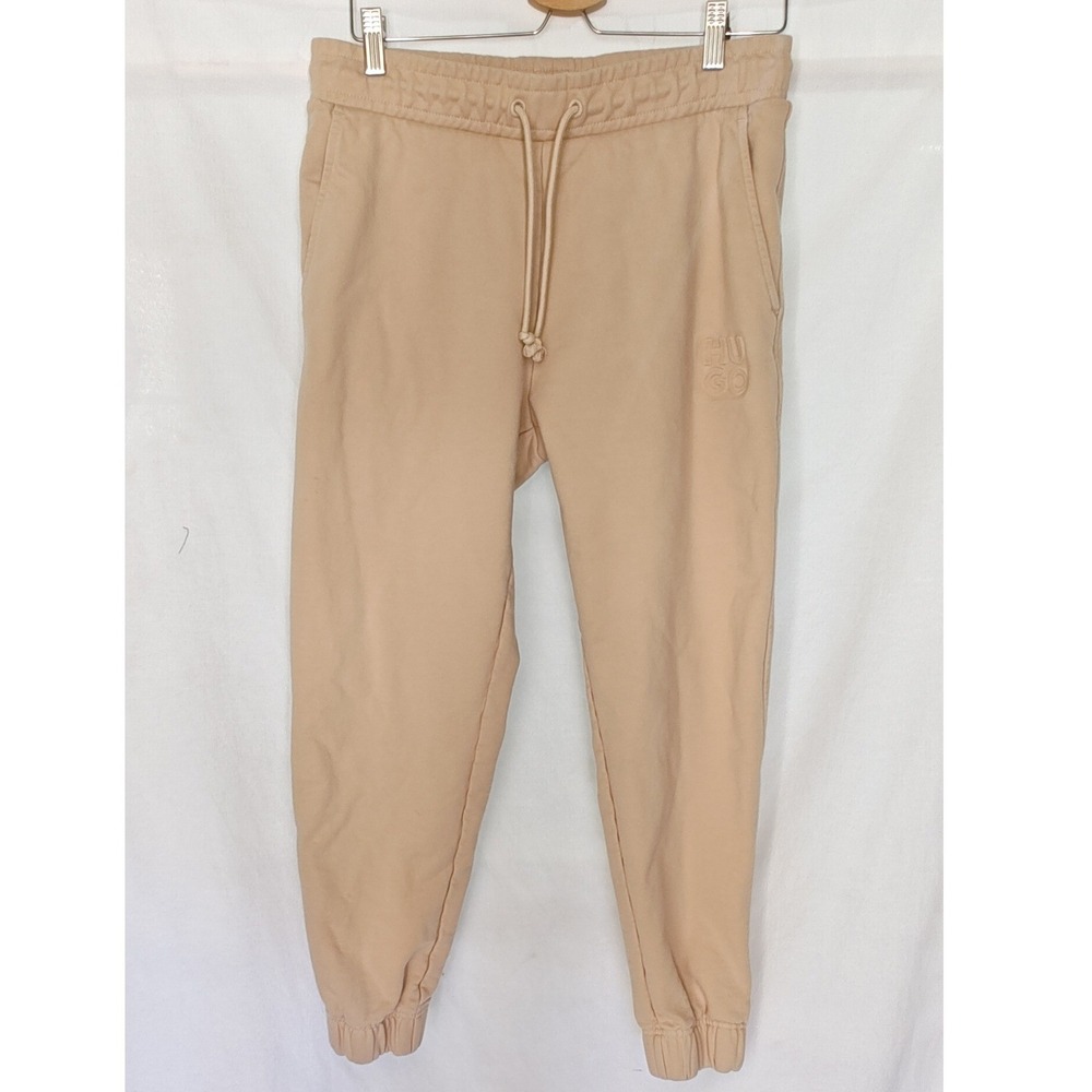 Hugo Boss Dchard Jogger Pants Mens Beige Tan Embossed Logo French Small